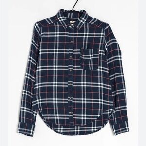 HOLLISTER Navy Blue Plaid Button Down Women’s Shirt size M